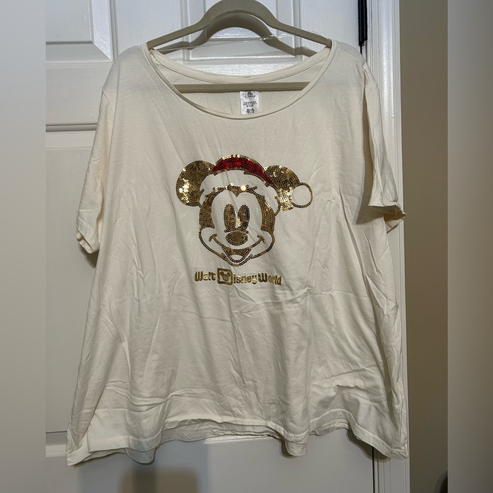 Disney Cream Tee with Gold Mickey Design